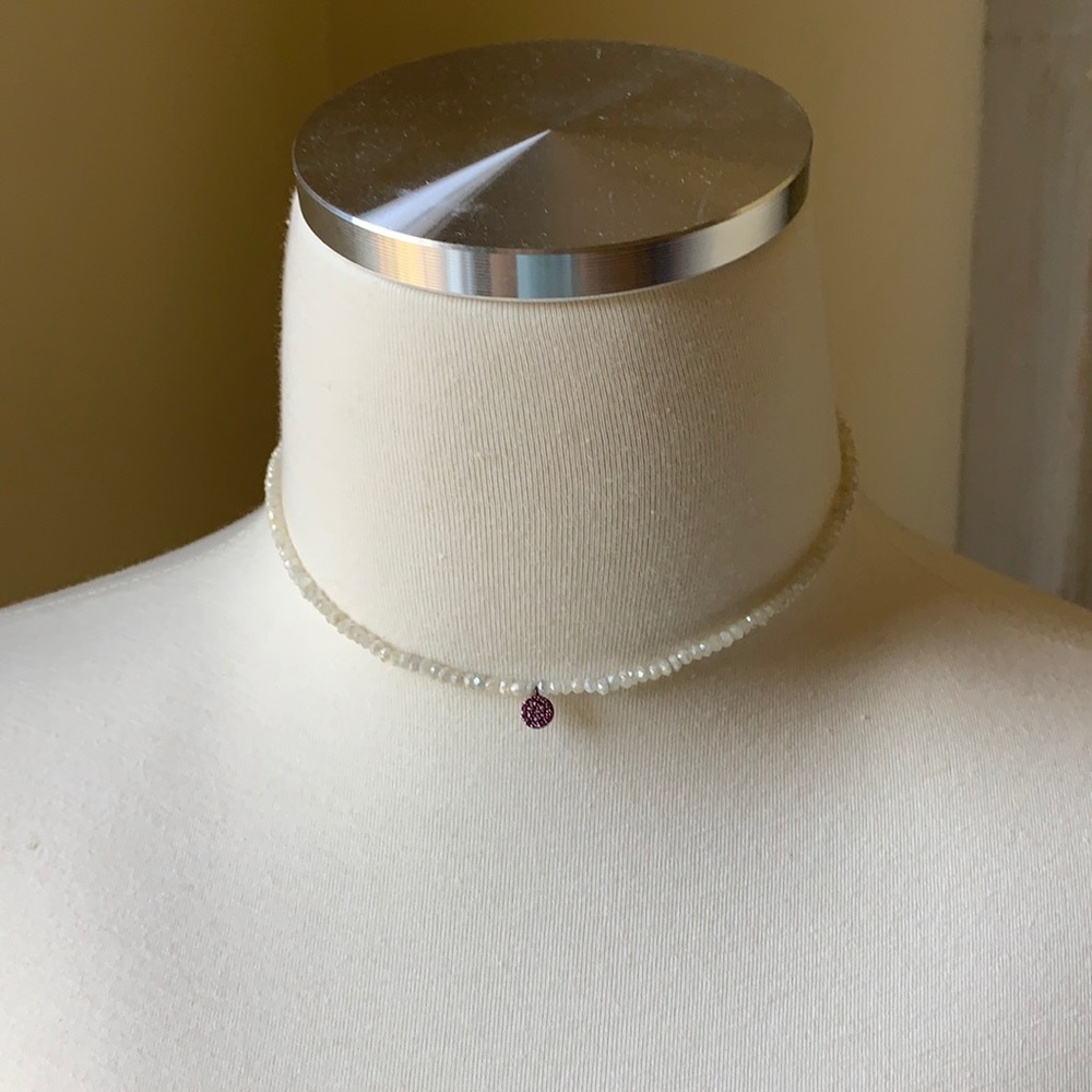 Meira T 14k Pink Sapphire Disc Moonstone Choker